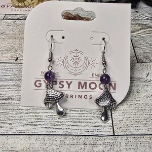 Amethyst Mushroom Dangle Earrings